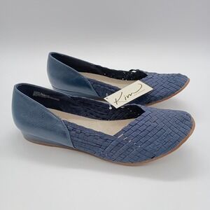Kim Rogers Tamika Navy Blue Woven Flats Memory Foam Comfort Shoes Womens 11M
